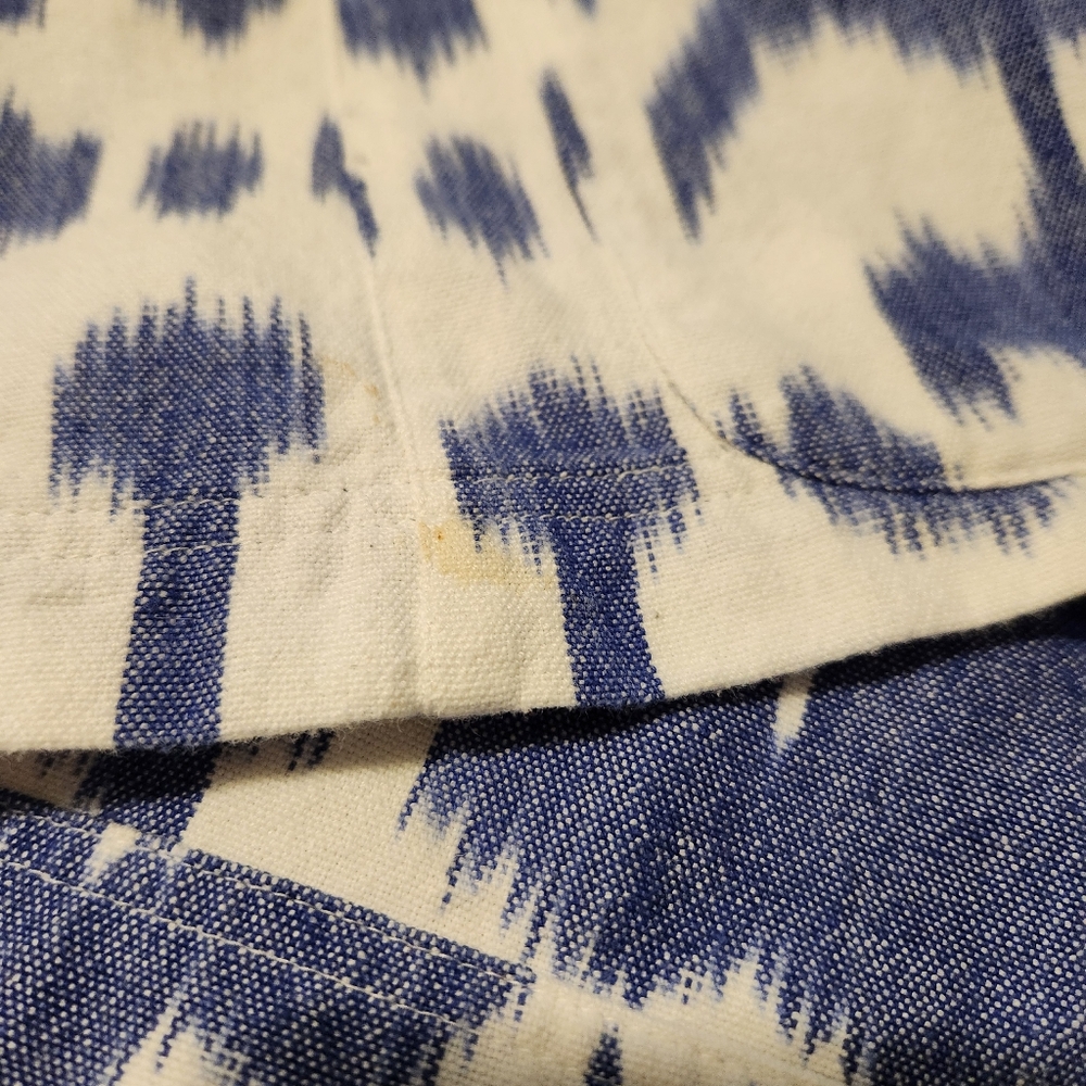 Vineyard Vines Ikat Blue White Top Boat Neck 3/4 Sleeves Size Large - Picture 7 of 8